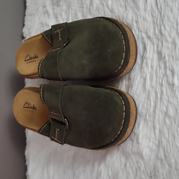 Clark's Elements Leather Olive Cork Wedge Clog, Women's Size 6M - Picture 6 of 11
